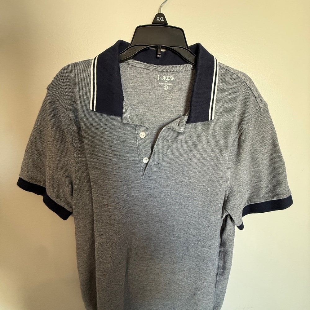 J. Crew Men's Polo Shirt in Gray and Navy